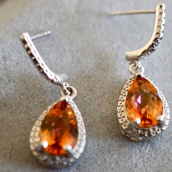 Azotic Topaz & Diamond Halo Earrings - Picture 2 of 8